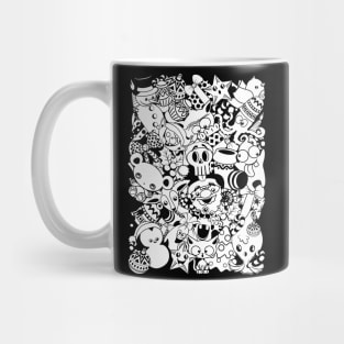 Christmas Doodles Funny and Cute Black and White Characters Mug